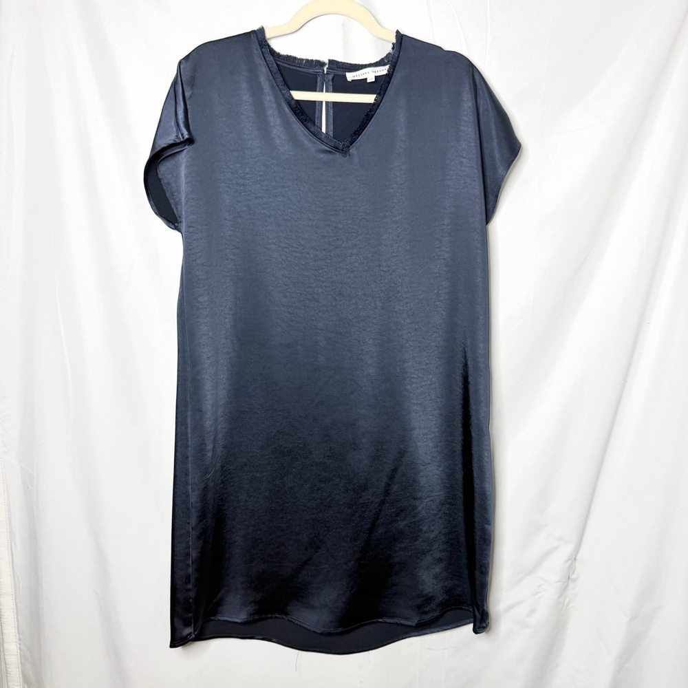Women's Mélissa Nepton Navy Satin V Neck Mini Dress Small